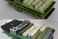 Stack Of ADCs and I/O Board Front View and 3D Rendering