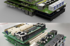 Stack Of ADCs and I/O Board Back View and 3D Rendering